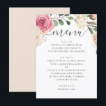 Menu Roses rose aquarelle. Élégant mariage floral<br><div class="desc">Elégant menu mariage de roses roses roses rose aquarelle. Convient pour l'anniversaire,  l'anniversaire et toute autre fête. Veuillez me contacter si vous avez besoin d'autres articles.</div>