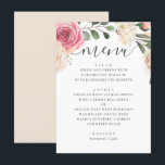Menu Roses rose aquarelle. Élégant mariage floral<br><div class="desc">Elégant menu mariage de roses roses roses rose aquarelle. Convient pour l'anniversaire,  l'anniversaire et toute autre fête. Veuillez me contacter si vous avez besoin d'autres articles.</div>