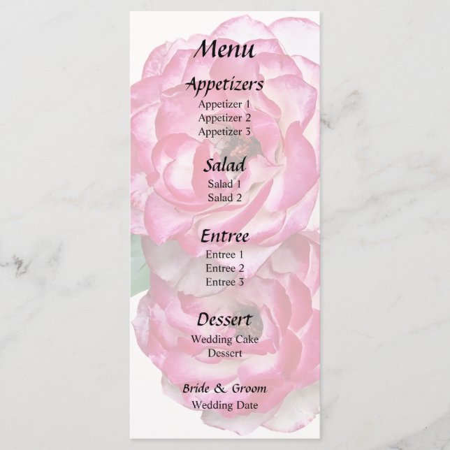 Menu Roses roses et blanches (Devant)