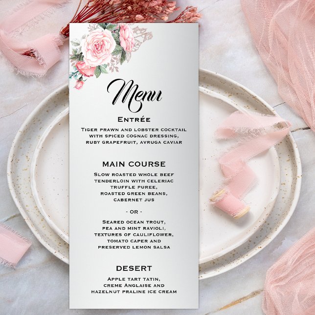 Menu Roses roses roses et Mariage d'argent de luxe (Créateur téléchargé)