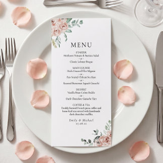 Menu Roses Roses Roses Mariage Romantique Plat