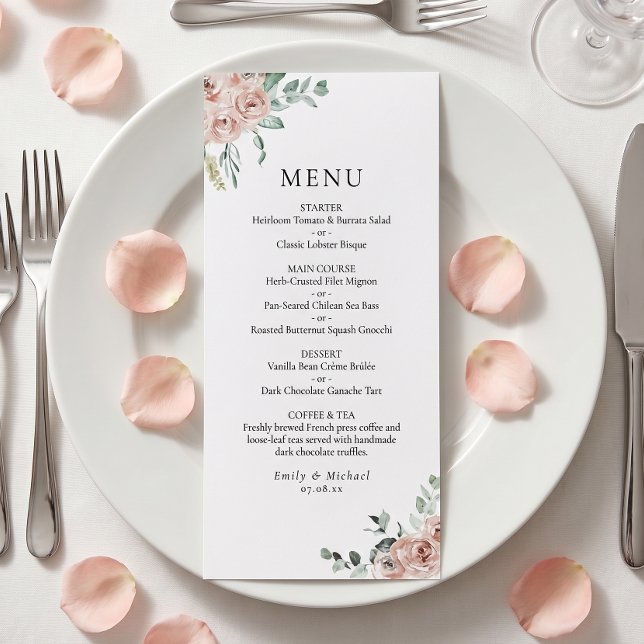 Menu Roses Roses Roses Mariage Romantique Plat (Créateur téléchargé)