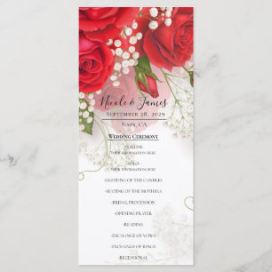 Menu Roses Rouges et Gypsophile Élégant Mariage Floral