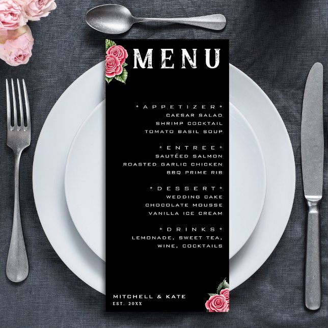 Menu Roses rouges Mariage noir (Red Roses Black Wedding Menu
)