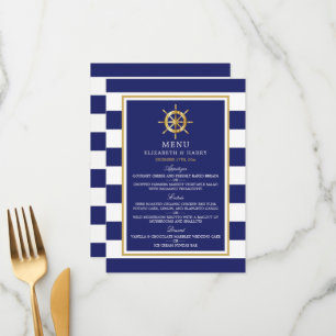 Menu Roue d'or nautique vintage, Mariage de marine et d