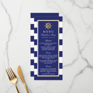 Menu Roue d'or nautique vintage, Mariage de marine et d