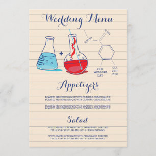 Menu rouge et bleu de mariage de chimie
