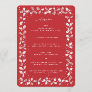 Menu Rouge Hand imprimé Holly+Berries Noël