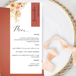 Menu Rouge Rouille et Teint de Pêche Personnalisé avec