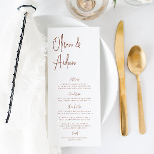 Menu Rouille Mariage de script manuscrit moderne