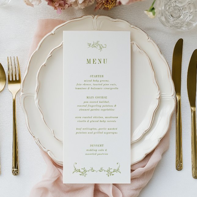 Menu ROWAN | Mariage Botanique Vert (Créateur téléchargé)