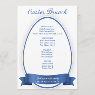 Menu Royal Blue Elegant Simple Easter Egg Brunch Dîner
