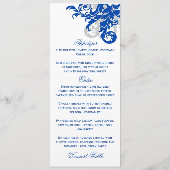 Menu Royal Blue et Argent Flourdissant (Dos)