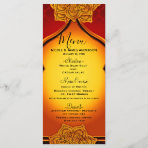 Menu Royal Mandala Indien Marocain Or Rouge Feuill