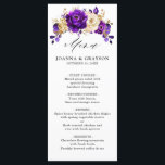 Menu Royal violet violet or Floral Mariage botanique<br><div class="desc">Elégante carte de mariages à thème royal violet or avec élégant bouquet de violet royal,  Indigo,  or,  bourgeons de fleurs roses couleur jaune et des feuilles d'eucalyptus. Veuillez me contacter pour toute aide sur la personnalisation ou si vous avez besoin d'un autre produit avec ce design.</div>