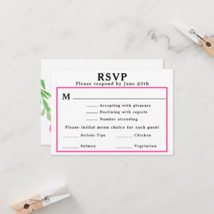 Menu RSVP de mariage Carte d'adresse de retour Flo