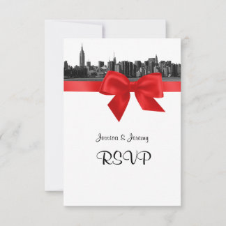 Menu RSVP NYC Skyline large en BW Rouge