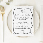 Menu Ruban à main et Mariage noir et blanc<br><div class="desc">Menu Mariage noir et blanc avec ruban à main et bow avec police de style manuscrite.</div>