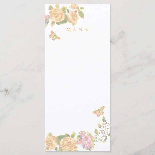 Menu Ruban Monogramme Rose Doré Mariage (Devant)