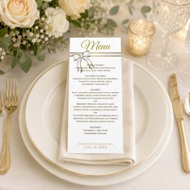 Menu Rubans dorés élégants et étincelles de fête de mar (Créateur téléchargé)