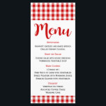 Menu Russe Red White En vichy Check Mariage, Parti<br><div class="desc">Réglez le ton de votre fête ou de votre événement spécial avec cette carte de menu en vichy rouge et blanc. La carte de menu comporte un cadre en vichy rouge et blanc qui met en évidence les détails de votre menu imprimés en calligraphie rouge et noir et des polices...</div>