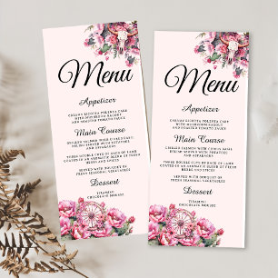Menu Russe rose Boho Ouest Charra Thème Quinceanera