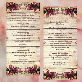 Menu Russe Woodland Rose Bourgogne Mariage campagnard