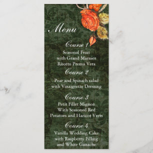 Menu Rustic Chic Rose Vintage Mariage