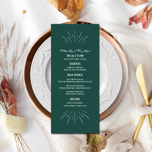 Menu Rustic Emerald Line Art Mariage