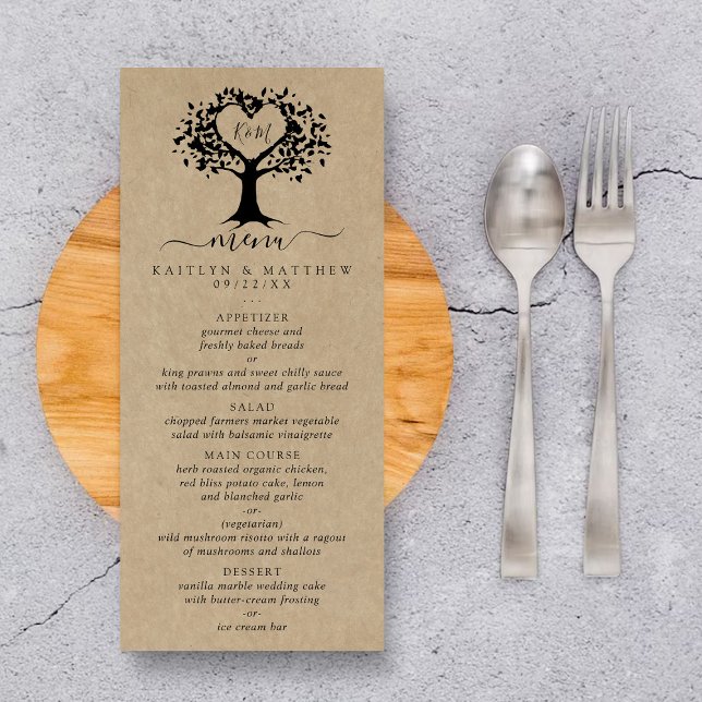 Menu Rustic Heart Tree Mariage Collection (Créateur téléchargé)