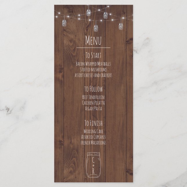 Menu Rustic Jar Twinkle Lights (Devant)