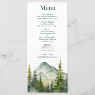 Menu Rustic Mountain Forest Evergreen Tree Wedding