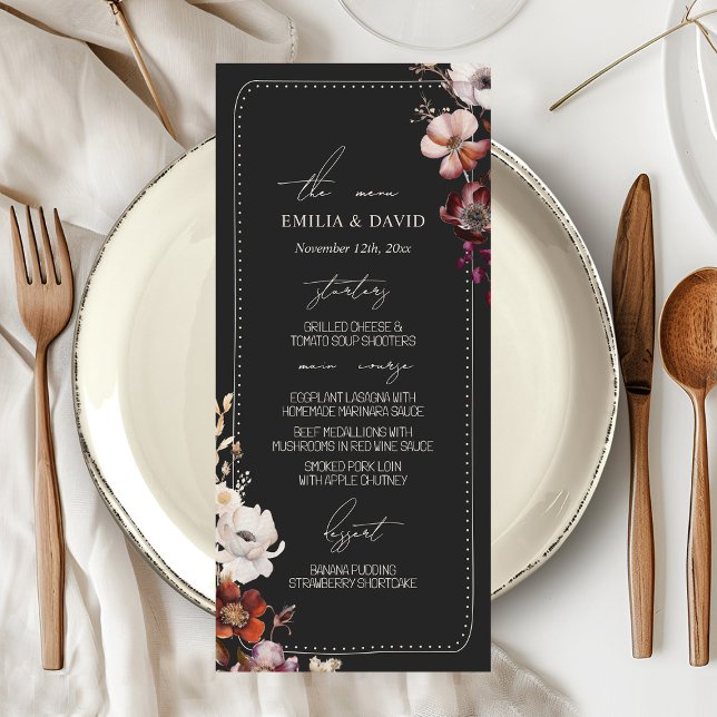 Menu Rustique Anémonique Main Tirée Bordure Gris M (Créateur téléchargé)
