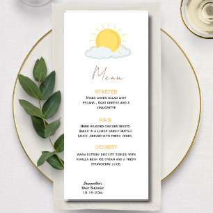 Menu Rustique baby shower Sun