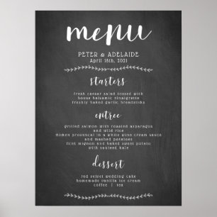 Menu Rustique Blackboard Mariage Signet / Poster