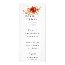 Menu Rustique Boho Floral Mariage