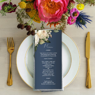 Menu Rustique Dusty Blue Romantique Rose Mariage