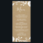 Menu Rustique Floral Botanique Wreath Faux Kraft Mariag<br><div class="desc">Ce menu mariage est composé d'une couronne botanique blanche fleurie rustique sur un arrière - plan en papier brun imitation kraft.</div>