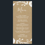 Menu Rustique Floral Botanique Wreath Faux Kraft Mariag<br><div class="desc">Ce menu mariage est composé d'une couronne botanique blanche fleurie rustique sur un arrière - plan en papier brun imitation kraft.</div>