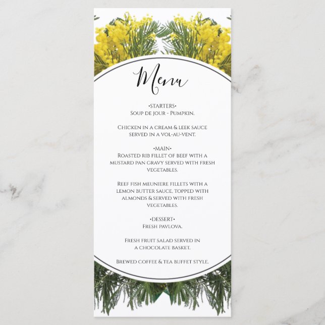 Menu Rustique Mariage Acacia Wattle (Devant)