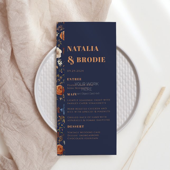 Menu Rustique Mariage Boho rouille bleu (Créateur téléchargé)