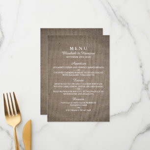 Menu Rustique Mariage Burlap