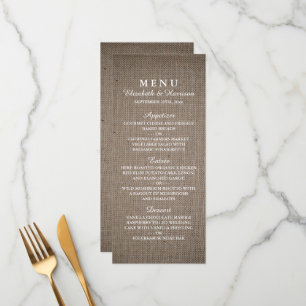 Menu Rustique Mariage Burlap