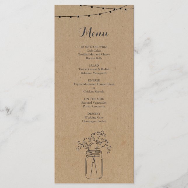 Menu rustique pour Mariage ou autre occasion spéci (Devant)