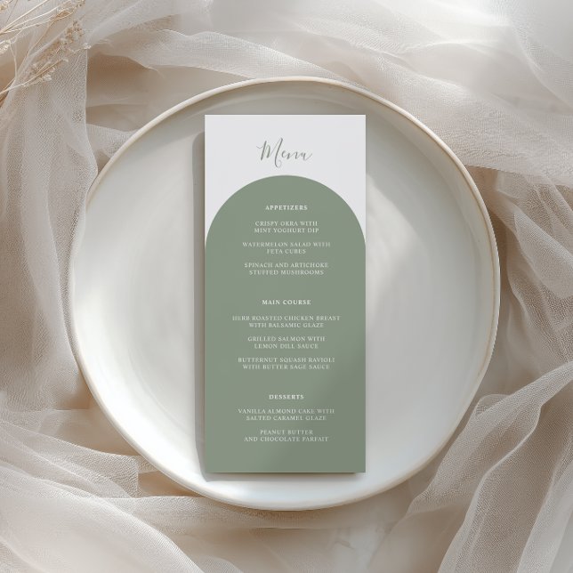 Menu Rustique Rétro Bohème Vert Sauge Arche Mariage Dîn (Créateur téléchargé)