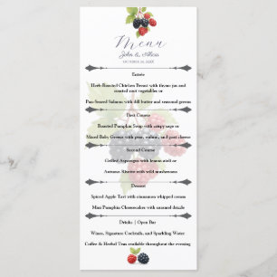 Menu Rustique romantique Automne Jardin Berry Mariage