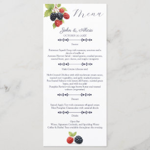 Menu Rustique romantique Automne Jardin Berry Mariage