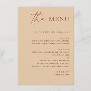 Menu Sable Chaud Pêche Mariage Moderne Simple Élégant