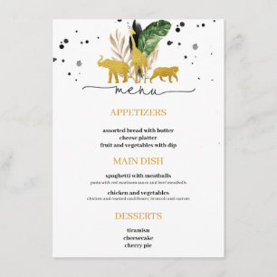 Menu Safari Gold Animals