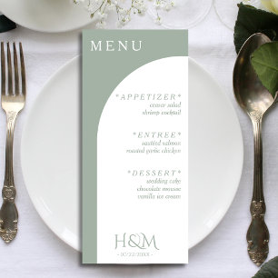 Menu Sage Green Arc géométrique Dîner de mariage Récept